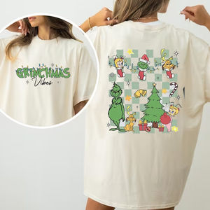 Grinch Christmas 2 Sided Tshirt Funny Grinch Shirt Christmas Unisex Tee